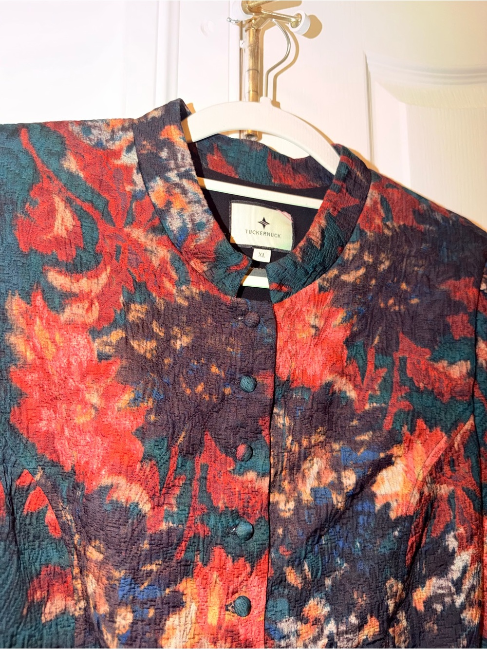 Tuckernuck persimmon floral Jacard Maribelle jacket Size XL - Picture 4 of 12
